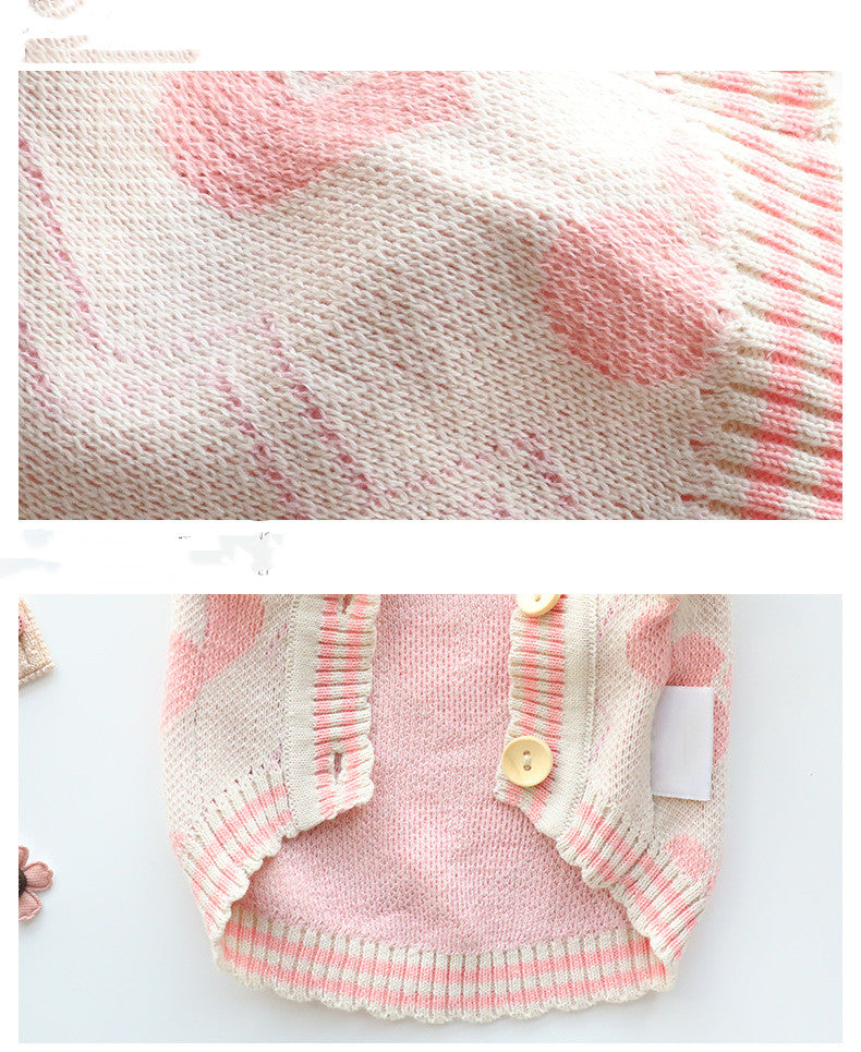 KFX-7649469 Cozy Wool Sweater for Cats and Dogs - Autumn and Winter Cardigan in Yellow and Pink