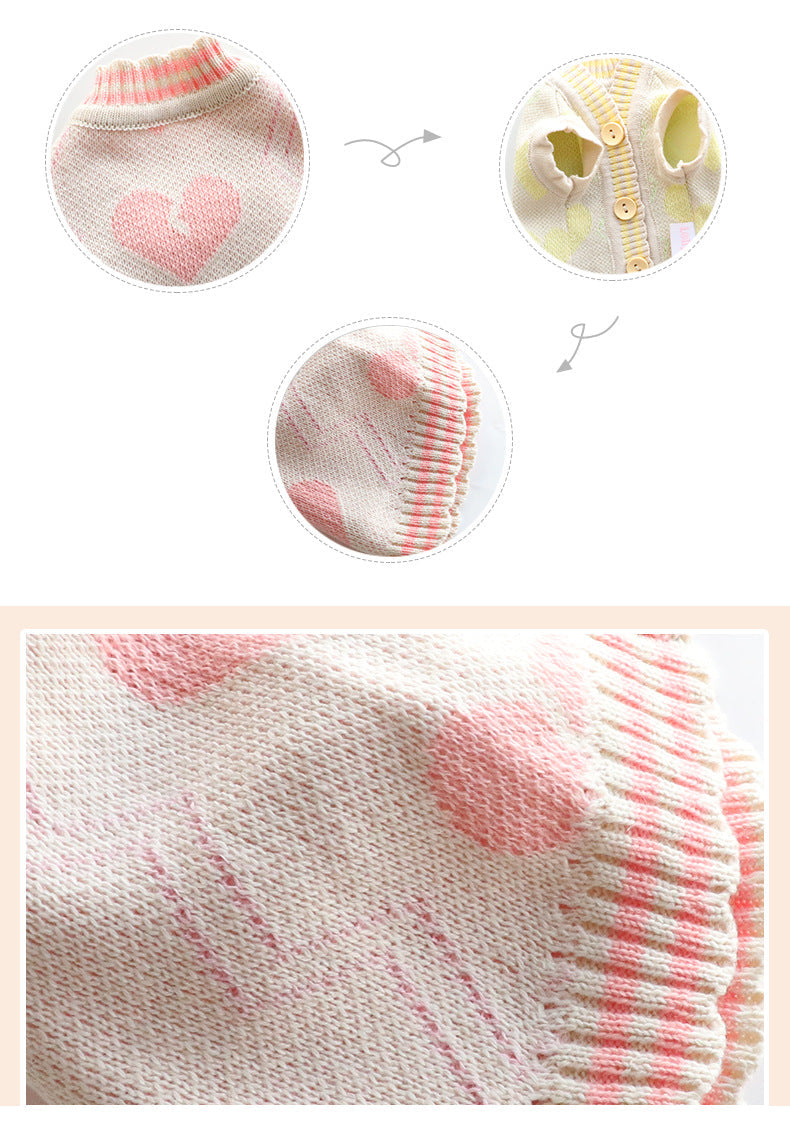 KFX-7649469 Cozy Wool Sweater for Cats and Dogs - Autumn and Winter Cardigan in Yellow and Pink