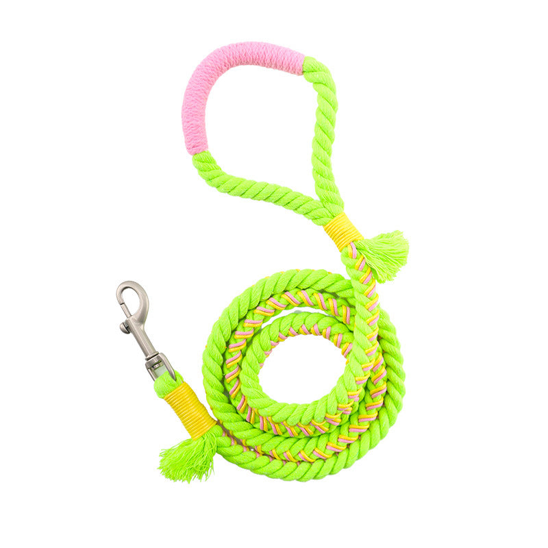 KFX-7651261 Handmade Cotton Rope Dog Traction Rope - Durable, Colorful, 1.0cm Diameter, 120cm Length