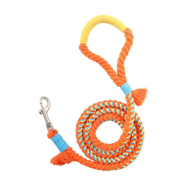 KFX-7651261 Handmade Cotton Rope Dog Traction Rope - Durable, Colorful, 1.0cm Diameter, 120cm Length