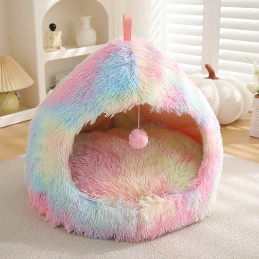 KFX-7651517 Cozy Winter Cat Nest Plush Pet Bed in Multiple Sizes and Colors