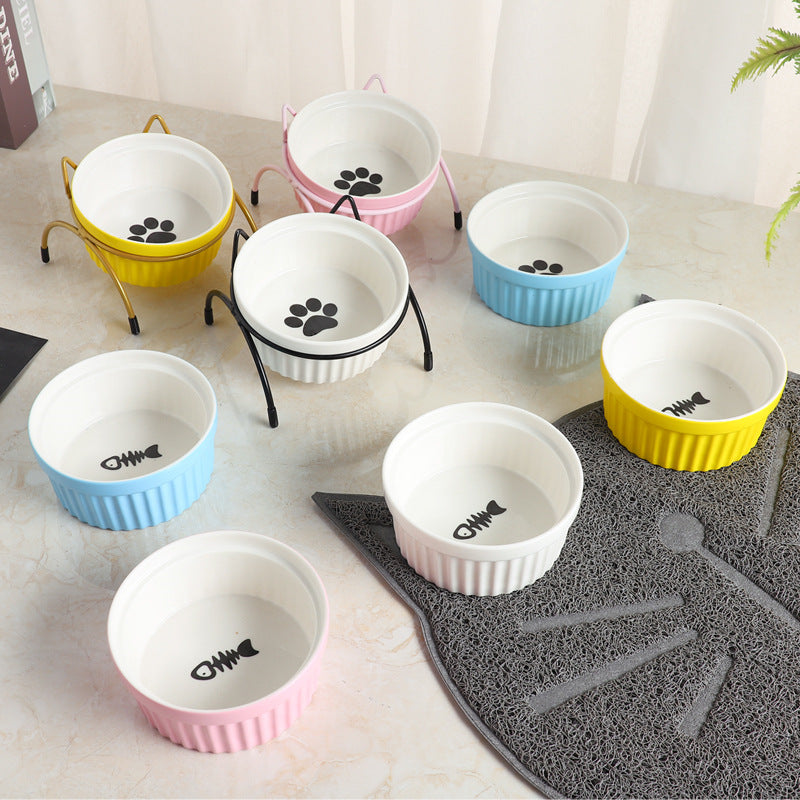 KFX-7651645 Cervical Spine Protective Ceramic Pet Bowl for Cats and Dogs - Various Stylish Designs