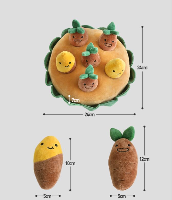KFX-7652285 Sweet Potato Pull Toy Set for Dogs - Includes Soil Base, Peeled & Green Sweet Potatoes