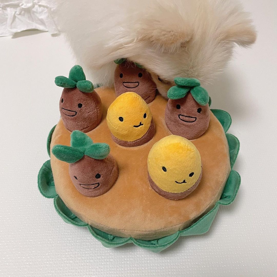 KFX-7652285 Sweet Potato Pull Toy Set for Dogs - Includes Soil Base, Peeled & Green Sweet Potatoes