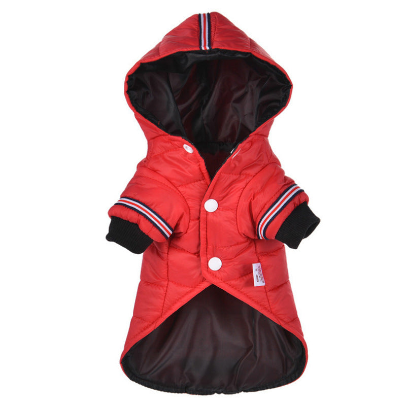 KFX-7655613 Cozy Cotton Jacket for Small Dogs - Autumn & Winter Wear in Red and Gray