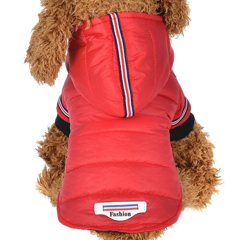 KFX-7655613 Cozy Cotton Jacket for Small Dogs - Autumn & Winter Wear in Red and Gray