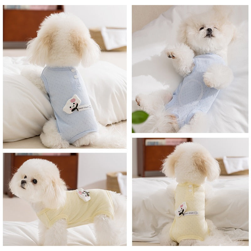 KFX-7655997 Adorable Breathable Mesh Cartoon Cat Pet Shirt for Small and Medium Dogs