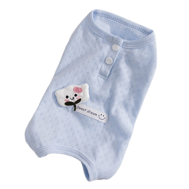 KFX-7655997 Adorable Breathable Mesh Cartoon Cat Pet Shirt for Small and Medium Dogs