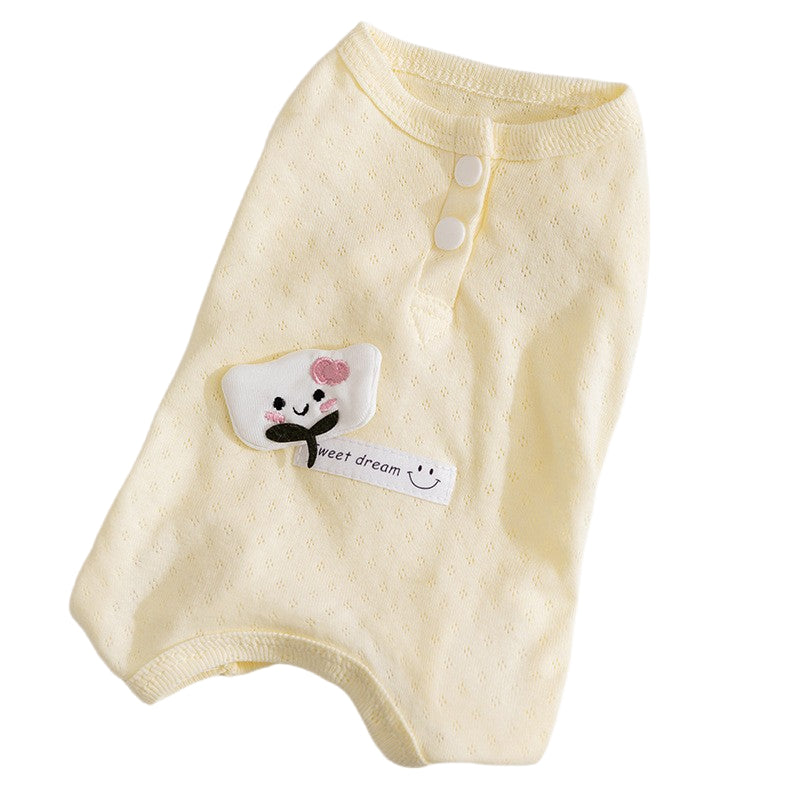 KFX-7655997 Adorable Breathable Mesh Cartoon Cat Pet Shirt for Small and Medium Dogs