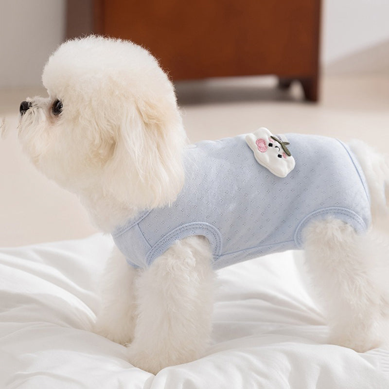 KFX-7655997 Adorable Breathable Mesh Cartoon Cat Pet Shirt for Small and Medium Dogs
