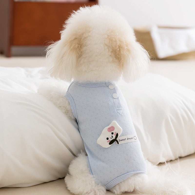 KFX-7655997 Adorable Breathable Mesh Cartoon Cat Pet Shirt for Small and Medium Dogs