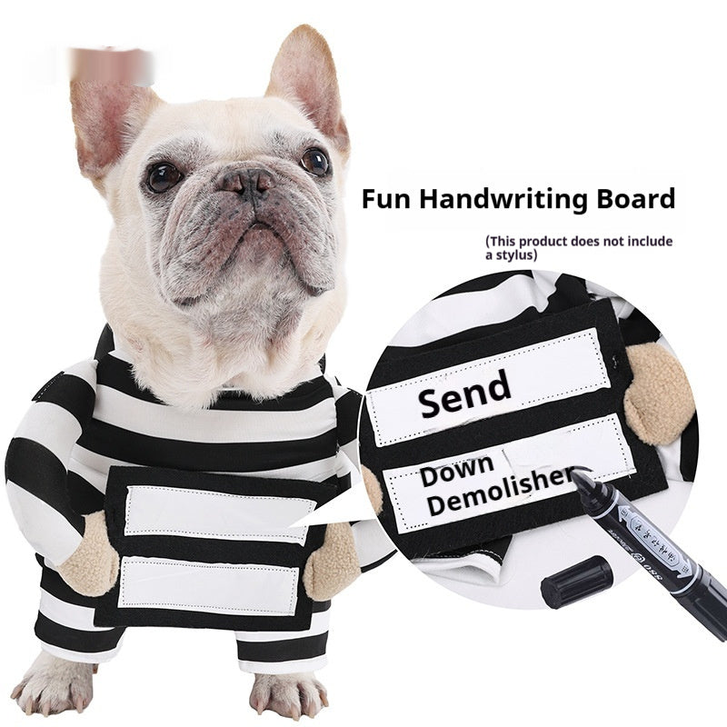 KFX-7656893 Striped Black and White Dog Halloween Costume for Pets in Various Sizes