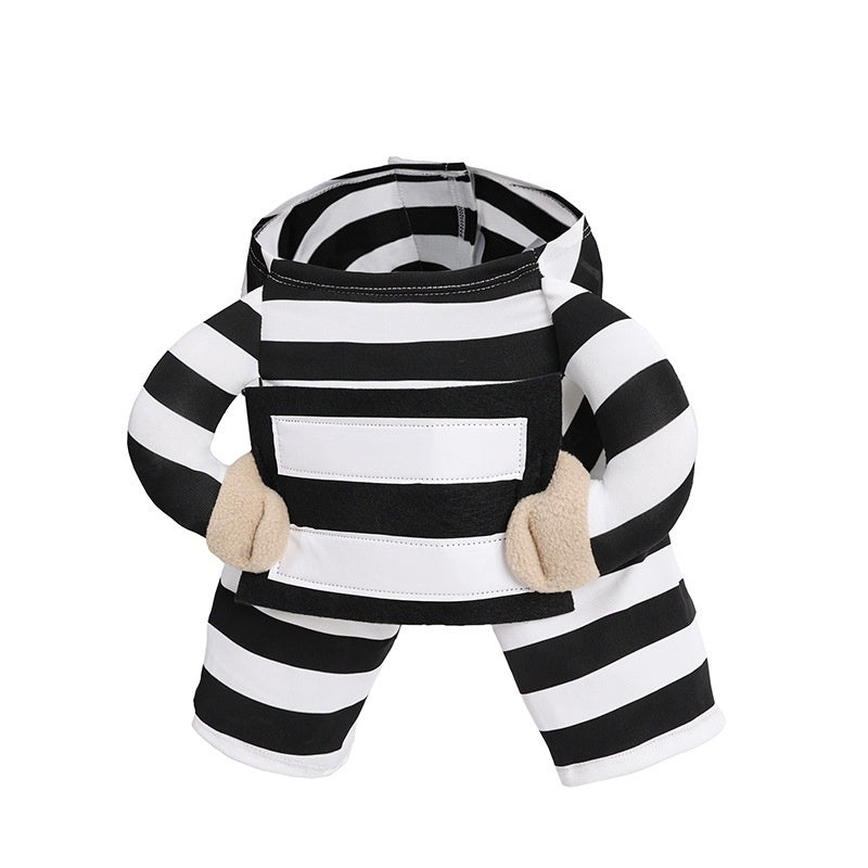 KFX-7656893 Striped Black and White Dog Halloween Costume for Pets in Various Sizes