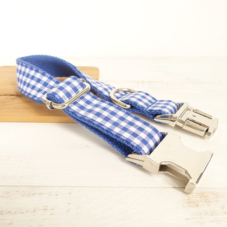 KFX-7657021 Blue Checked Expandable Polyester Pet Leash - Available in Multiple Sizes (XS to XL)