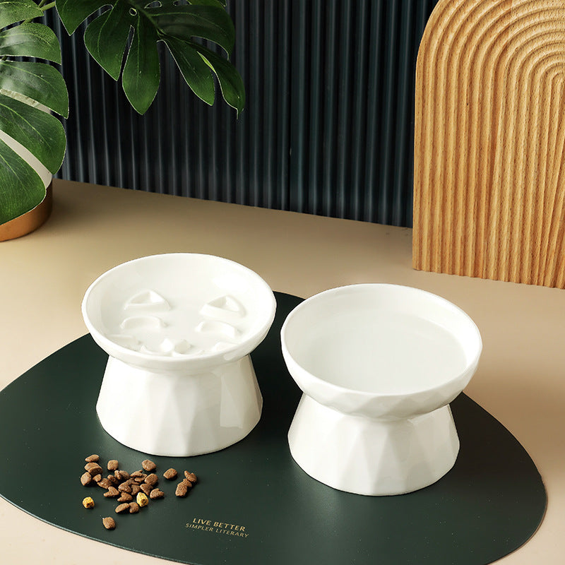 KFX-7657405 Ceramic Tall Slow Feed Cat Bowl for Spine Protection