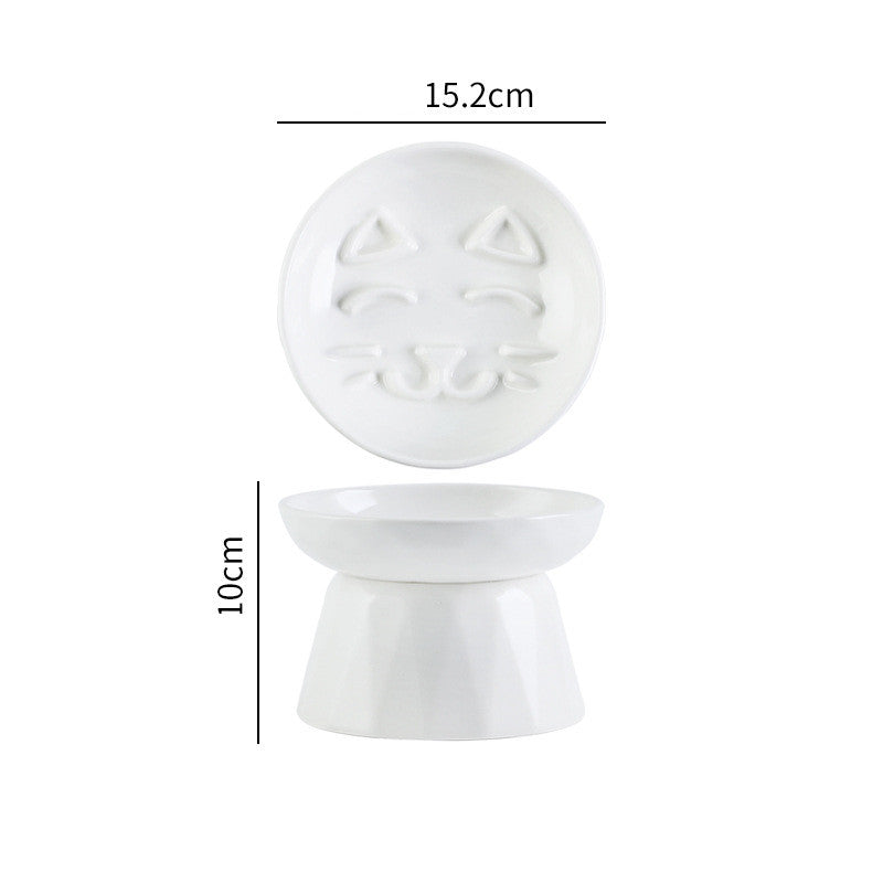 KFX-7657405 Ceramic Tall Slow Feed Cat Bowl for Spine Protection