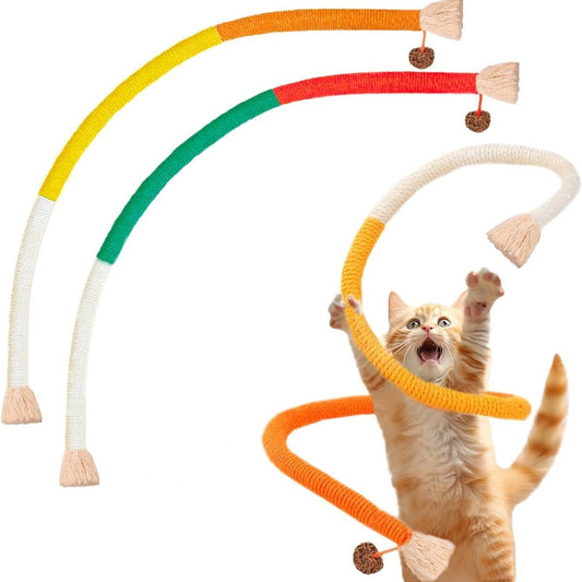 KFX-7658045 Bite-Resistant Catnip Teaser Toy Set – 3 Pieces of Colorful Cotton Rope for Cats