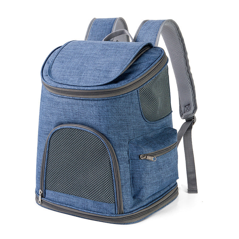 KFX-7659453 Portable Pet Backpack with Breathable Oxford Cloth and Neoprene Support