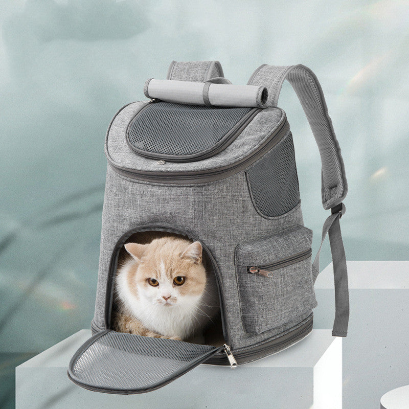 KFX-7659453 Portable Pet Backpack with Breathable Oxford Cloth and Neoprene Support