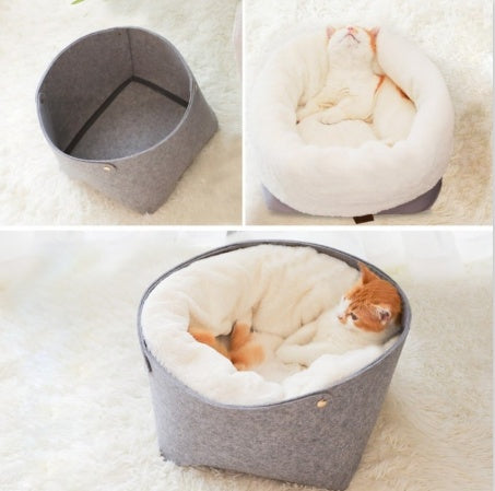 KFX-7661245 Cozy Detachable Pet Bed for Cats - Sizes S (up to 8 kg) and M (up to 15 kg)
