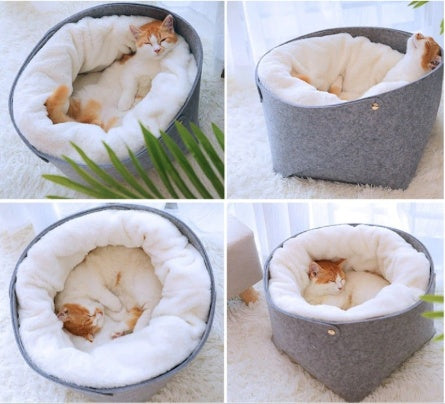 KFX-7661245 Cozy Detachable Pet Bed for Cats - Sizes S (up to 8 kg) and M (up to 15 kg)