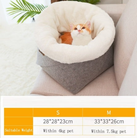 KFX-7661245 Cozy Detachable Pet Bed for Cats - Sizes S (up to 8 kg) and M (up to 15 kg)