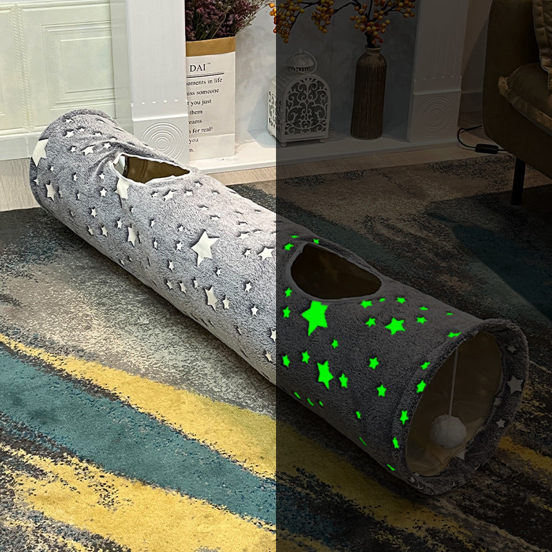 KFX-7662269 Glow In The Dark Rolling Dragon Cat Tunnel - Flannel, 120x25cm, Patterns: Love, Stars, Lines, Moon
