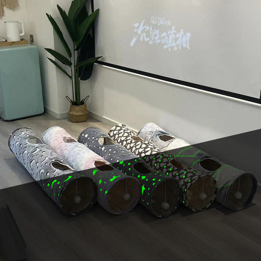 KFX-7662269 Glow In The Dark Rolling Dragon Cat Tunnel - Flannel, 120x25cm, Patterns: Love, Stars, Lines, Moon