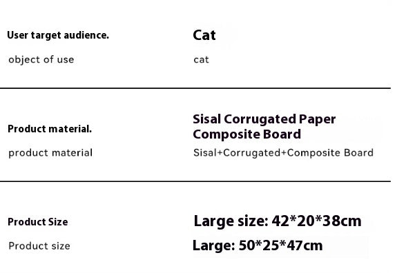 KFX-7663165 Extra Large Sisal Cat Scratch Board - Durable Vertical Scratching Toy for Stress Relief