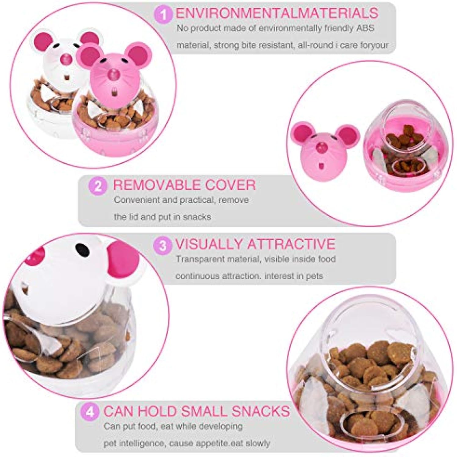 KFX-7664445 Interactive Cat Food Ball - Slow Feed Tumbler Toy for Cats and Kittens