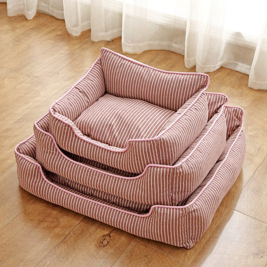 KFX-7667005 Cotton and Linen Striped Pet Nest in Various Sizes and Colors