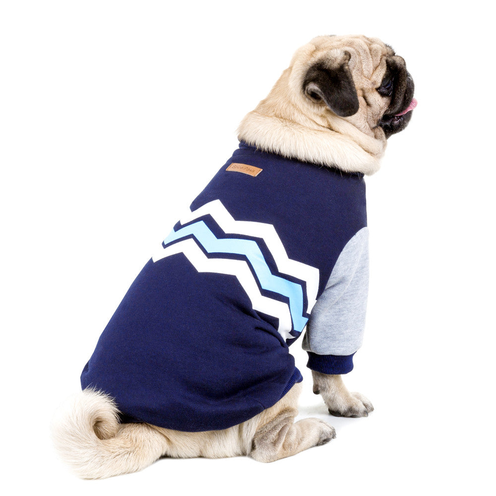 KFX-7667133 Wavy Striped Two-Legged Hoodie for Dogs - Soft Cotton, Comfortable Fit