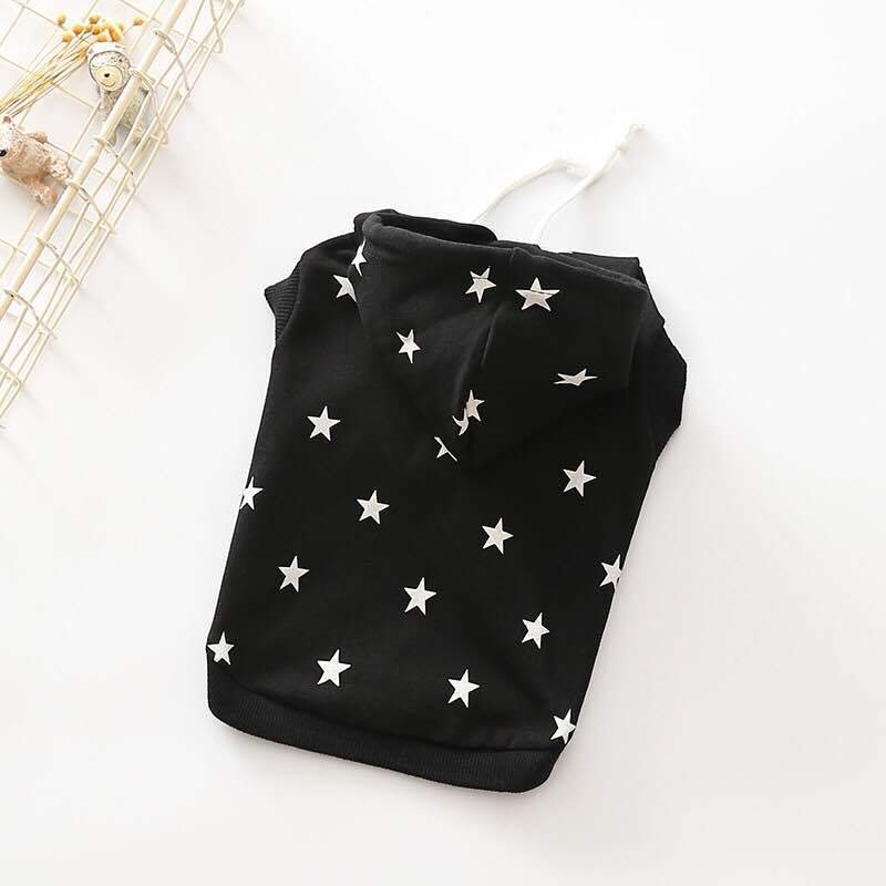 KFX-7668029 Cozy Printed Hooded Sweater for Small and Medium-sized Dogs in Black and White