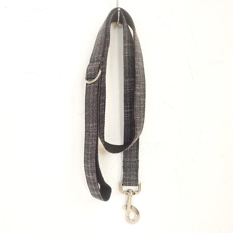 KFX-7670717 Thick Soft Dog Collar with Leash and Ring, Black Suit with Light Gold Accents, Sizes XS to XL