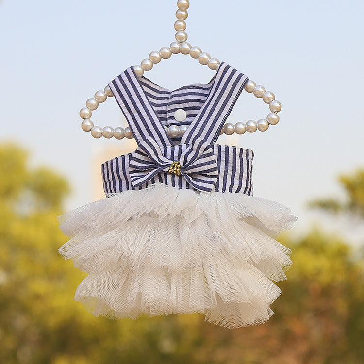 KFX-7671101 Striped Suspender Skirt for Dogs, Polyester Princess Style, Various Sizes Available