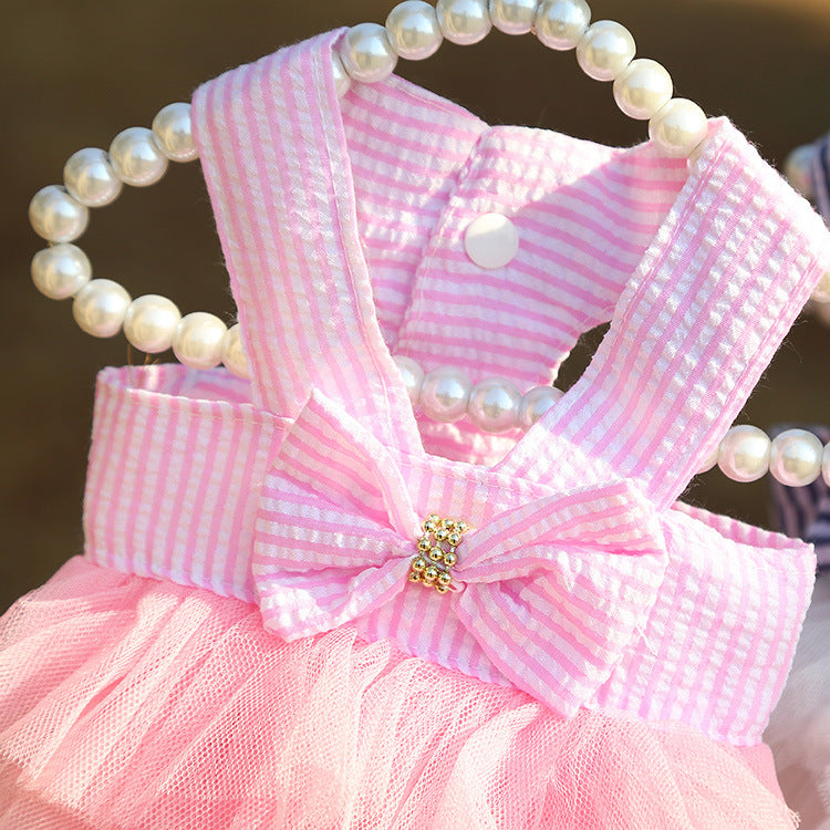 KFX-7671101 Striped Suspender Skirt for Dogs, Polyester Princess Style, Various Sizes Available