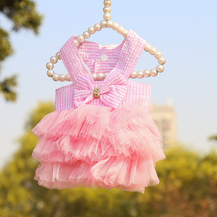 KFX-7671101 Striped Suspender Skirt for Dogs, Polyester Princess Style, Various Sizes Available