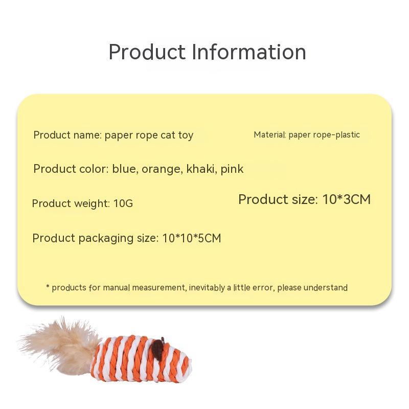 KFX-7671357 Colorful Feather Paper String Mouse Toy for Pets