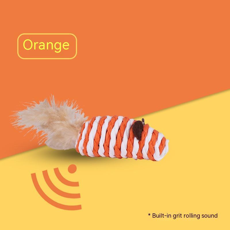 KFX-7671357 Colorful Feather Paper String Mouse Toy for Pets