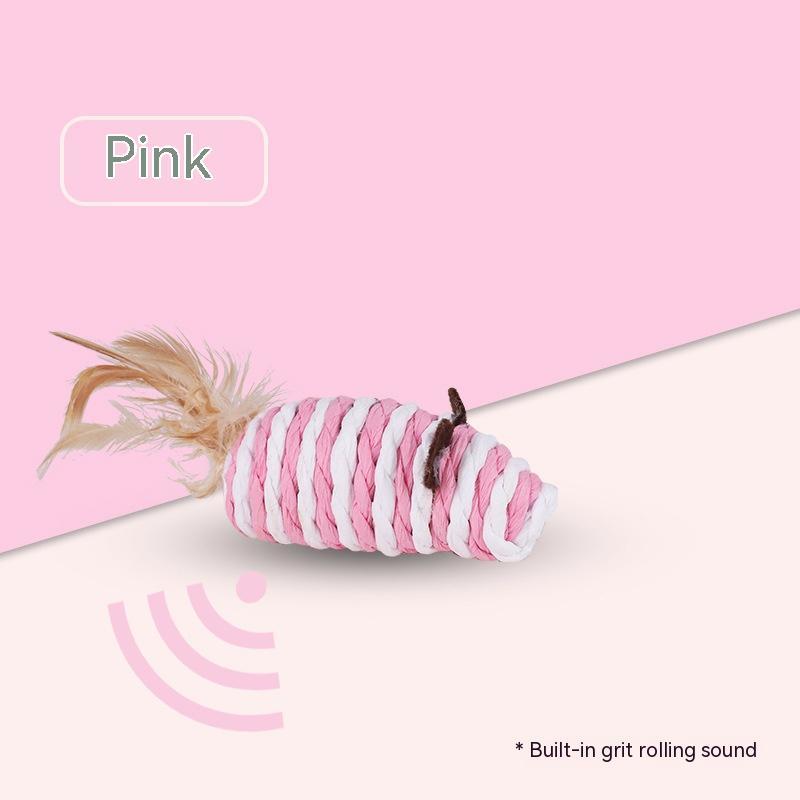 KFX-7671357 Colorful Feather Paper String Mouse Toy for Pets