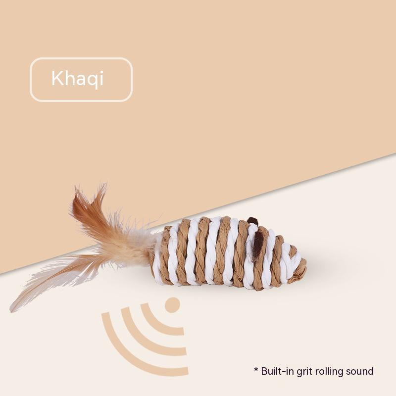 KFX-7671357 Colorful Feather Paper String Mouse Toy for Pets