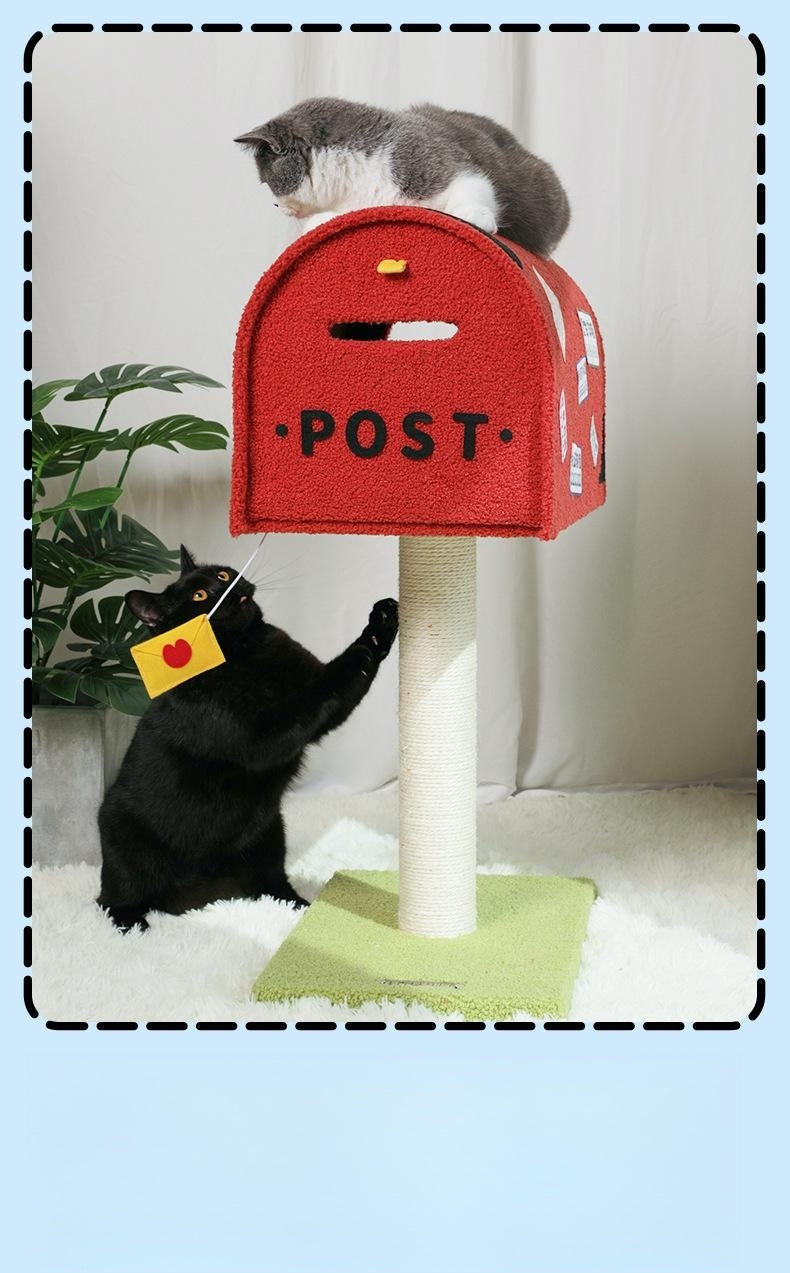KFX-7671997 Mailbox Cat Climbing Frame with Sisal Column and Integrated Cat Nest