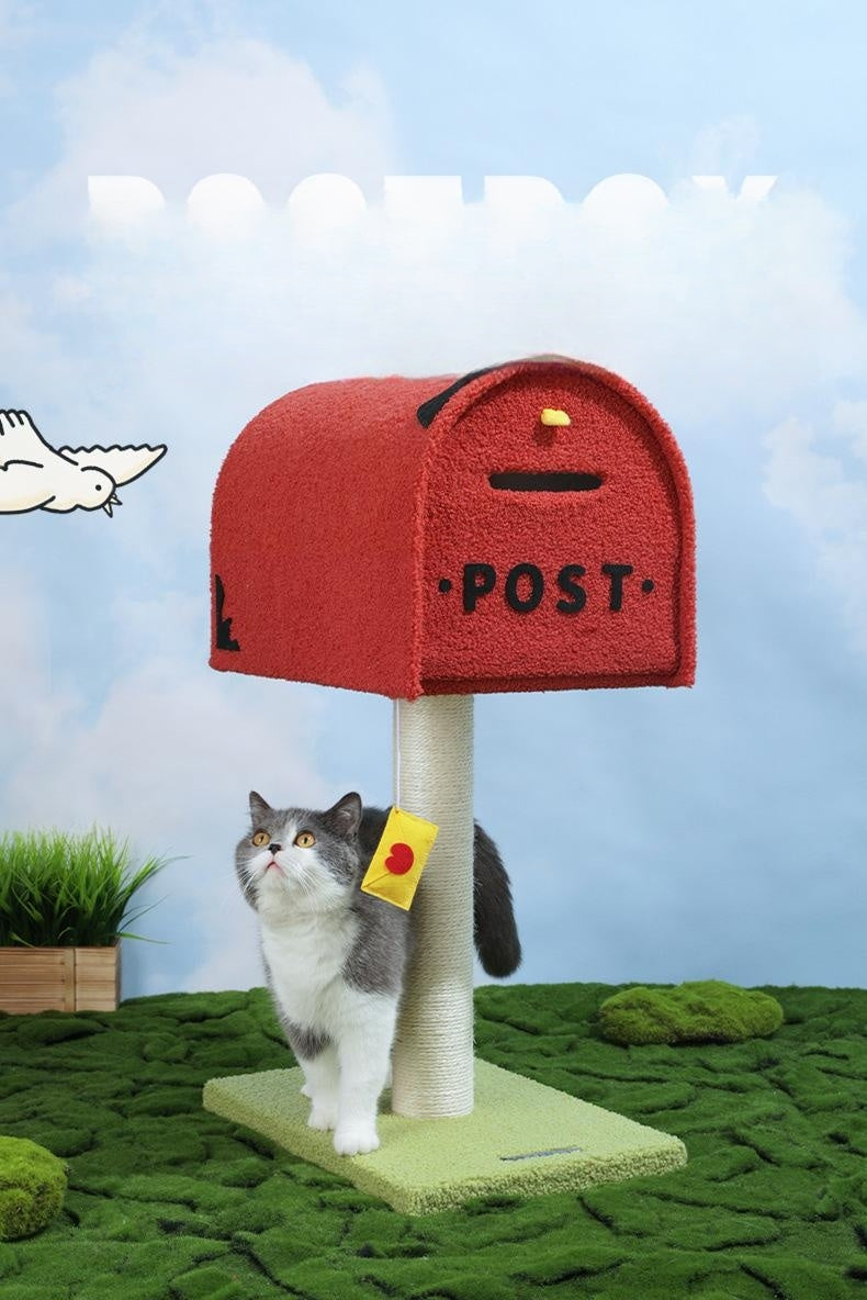 KFX-7671997 Mailbox Cat Climbing Frame with Sisal Column and Integrated Cat Nest