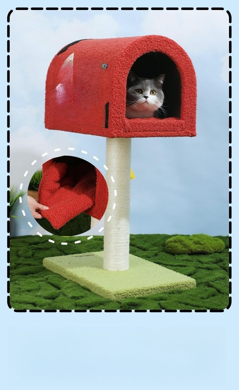 KFX-7671997 Mailbox Cat Climbing Frame with Sisal Column and Integrated Cat Nest