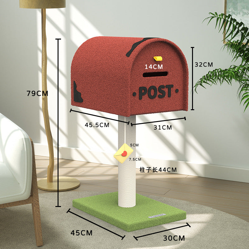 KFX-7671997 Mailbox Cat Climbing Frame with Sisal Column and Integrated Cat Nest