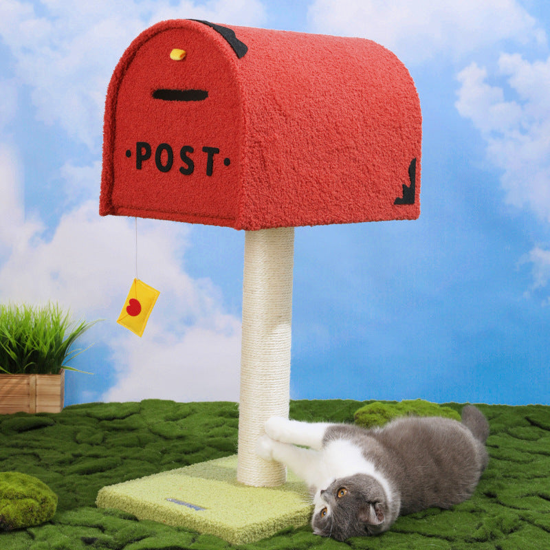 KFX-7671997 Mailbox Cat Climbing Frame with Sisal Column and Integrated Cat Nest