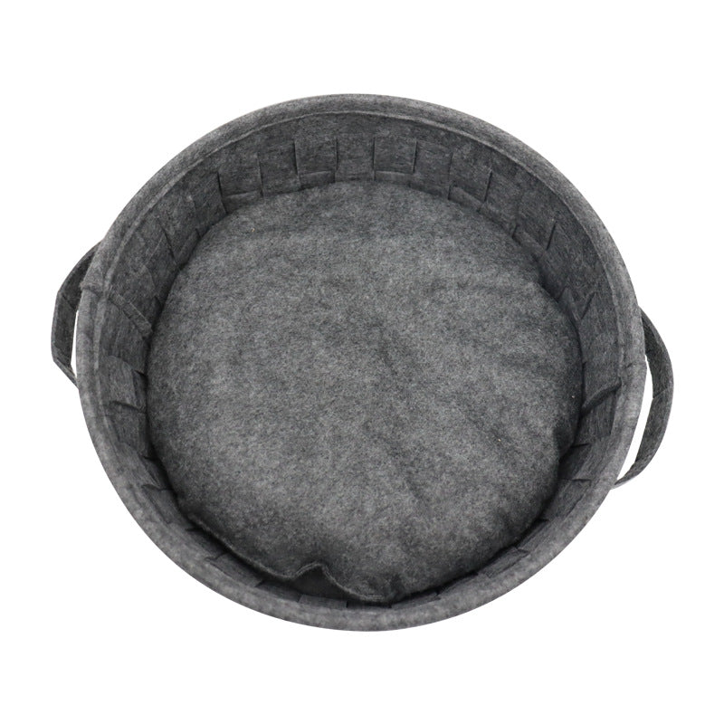KFX-7672765 Removable Washable Round Felt Cat Nest for Comfortable All-Season Use