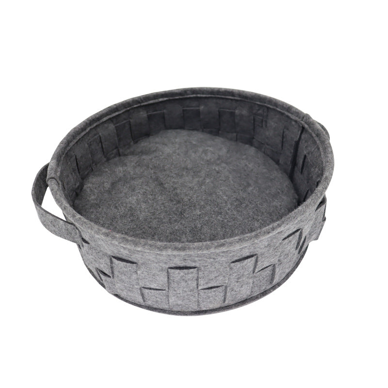KFX-7672765 Removable Washable Round Felt Cat Nest for Comfortable All-Season Use