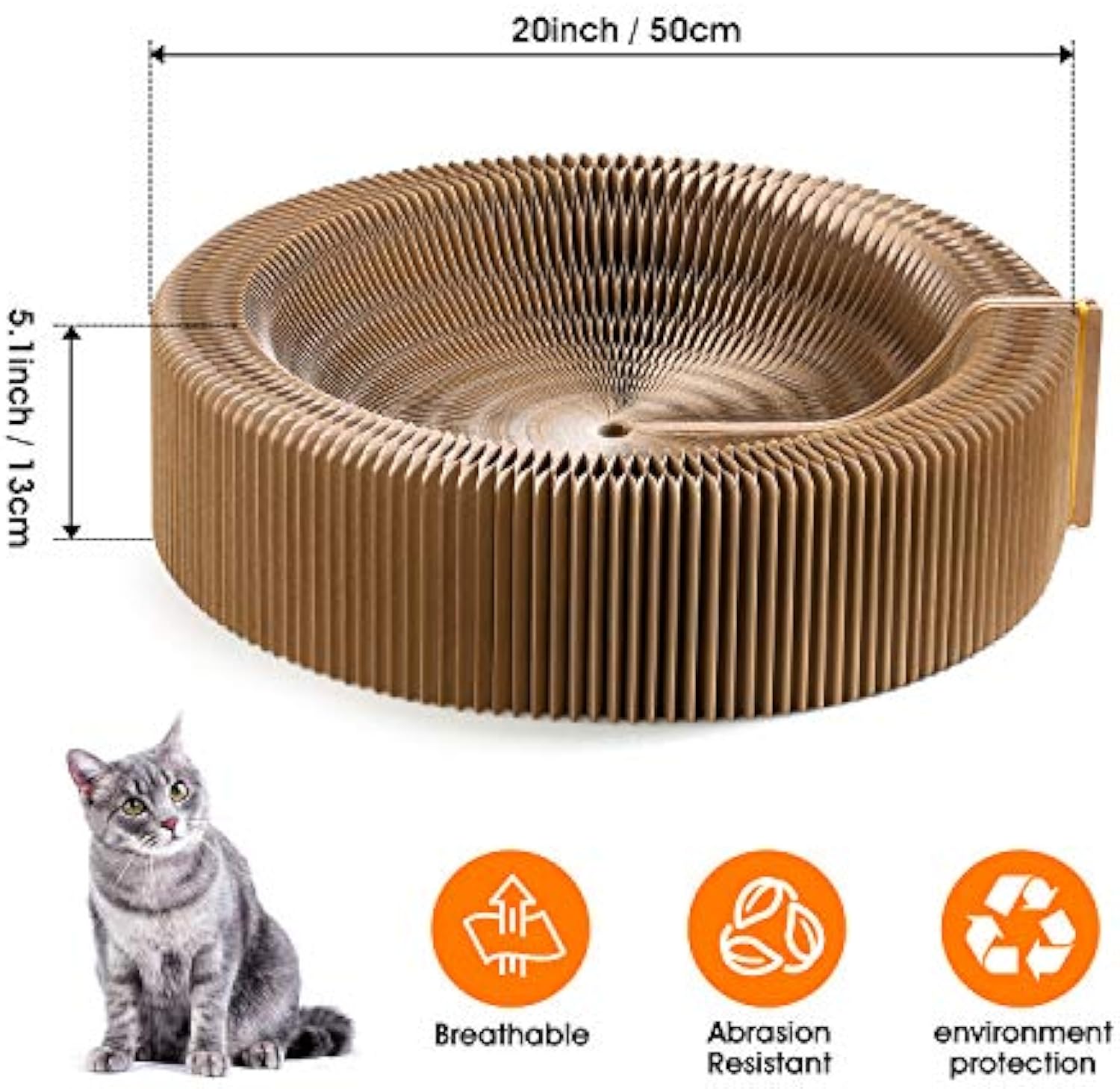 KFX-7675965 Collapsible Cardboard Cat Scratching Lounge Bed for Indoor Cats