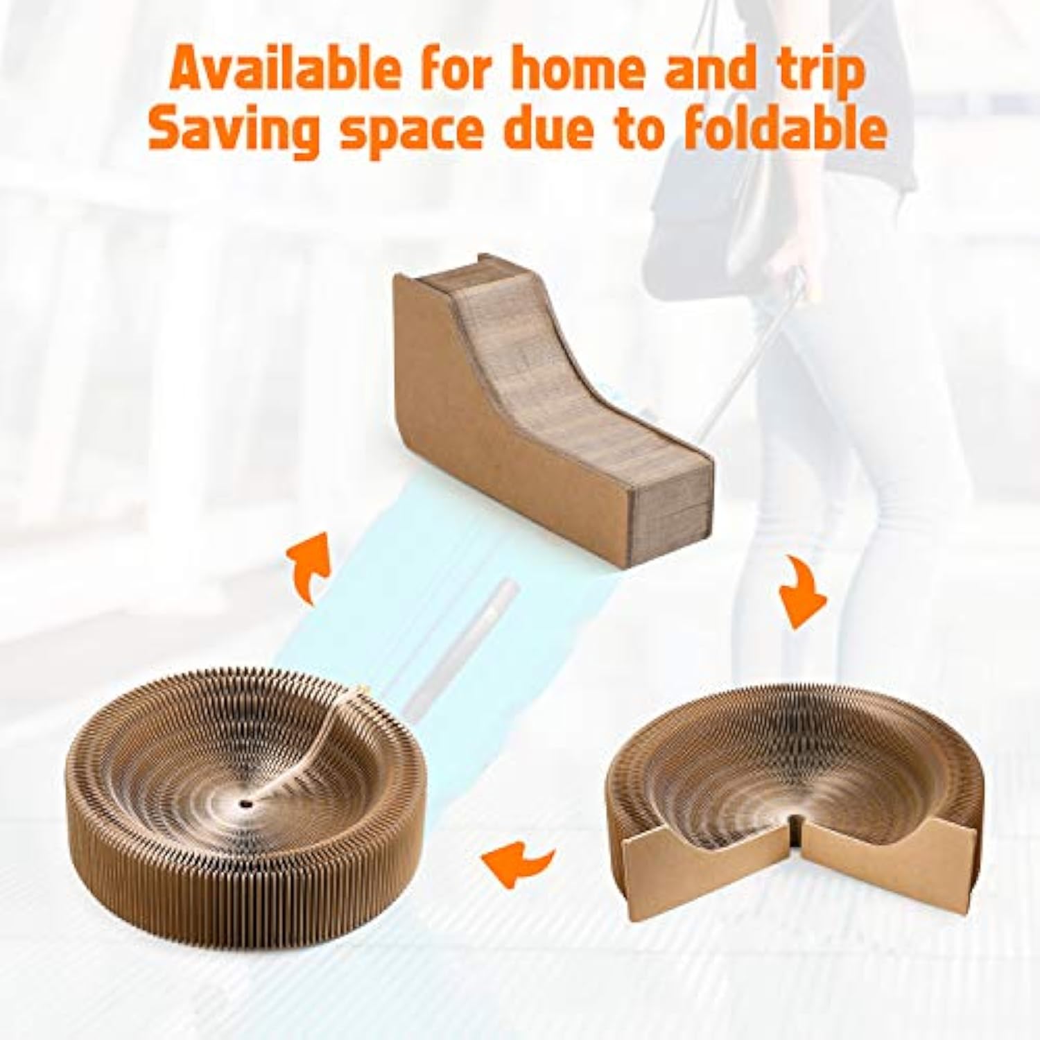 KFX-7675965 Collapsible Cardboard Cat Scratching Lounge Bed for Indoor Cats
